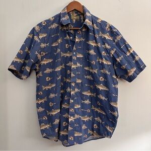 Natural Issue Fisherman‎ Fishing print short sleeve button down size large